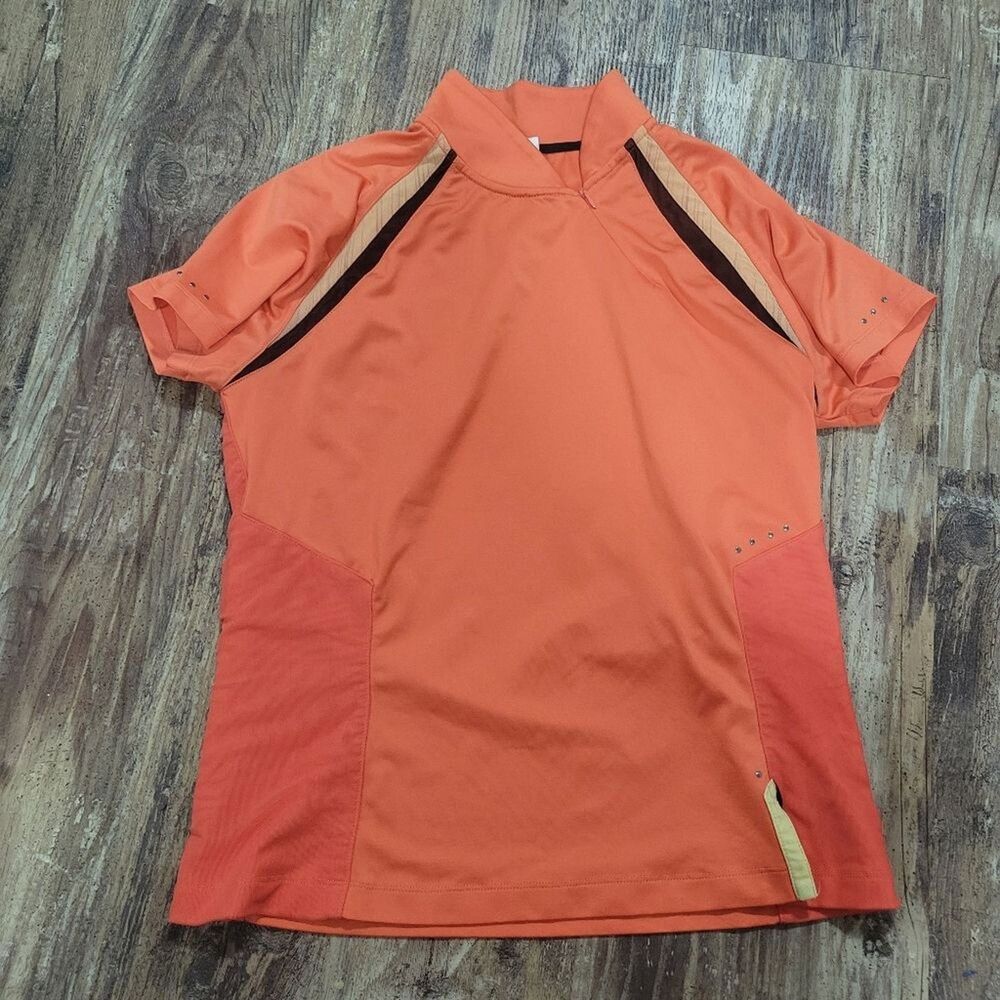 Tail Tech Women's Orange Black 1/4 Zip Short Sleeve Performance Top Golf Active